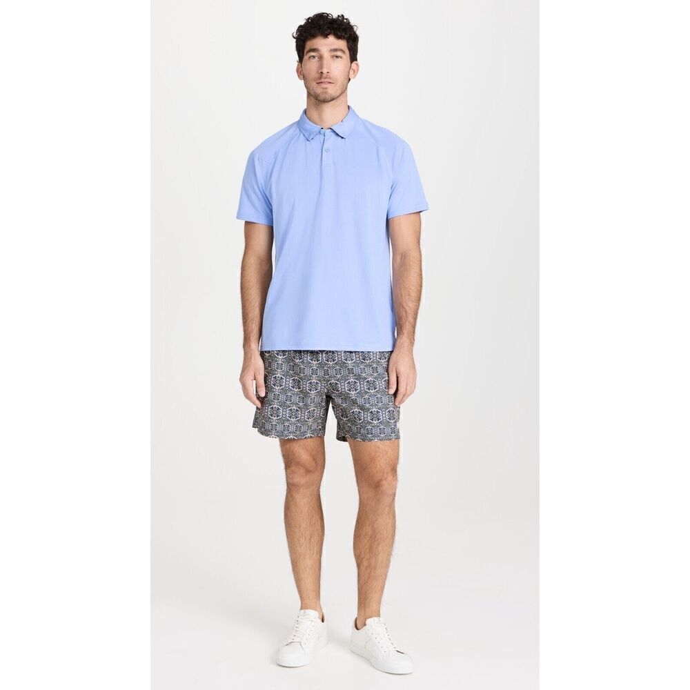 NWOT Rhone Delta Pique Polo Shirt Men XXL Blue Short Sleeve Performance $88 MSRP